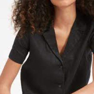 Everlane 100% Linen Button Front Short Sleeve Blouse Size 10